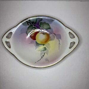 Crown Nippon Relish Dish Hand‎ Painted Fruit Gold Trim 7" Japan